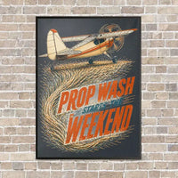 Thumbnail for Prop Wash Starts The Weekend vertical canvas print - framed - gray background