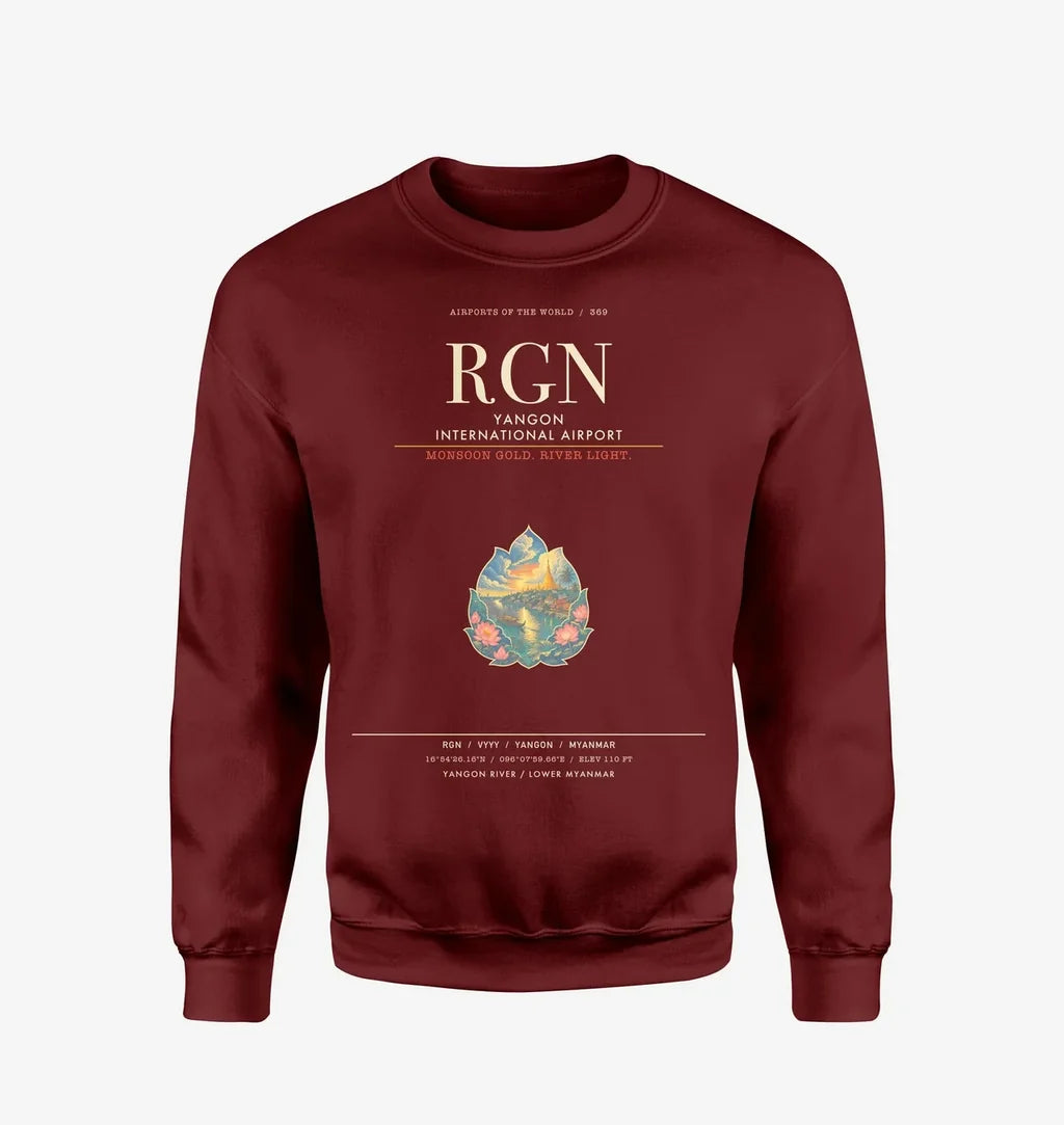 Yangon International Airport RGN Sweatshirt - Wine Red