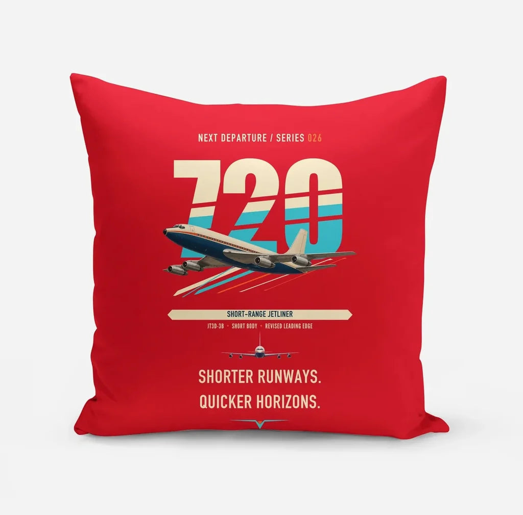 Boeing 720B design on red pillow