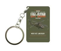 Thumbnail for Sikorsky UH-60M Black Hawk design on green army designed key chain, double-side print