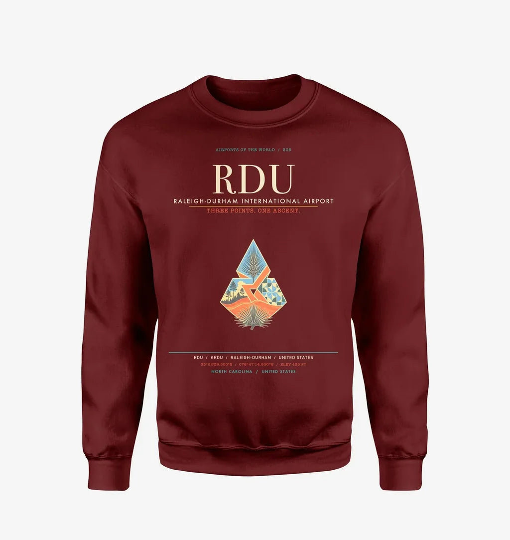Raleigh-Durham International Airport RDU Sweatshirt - Wine Red