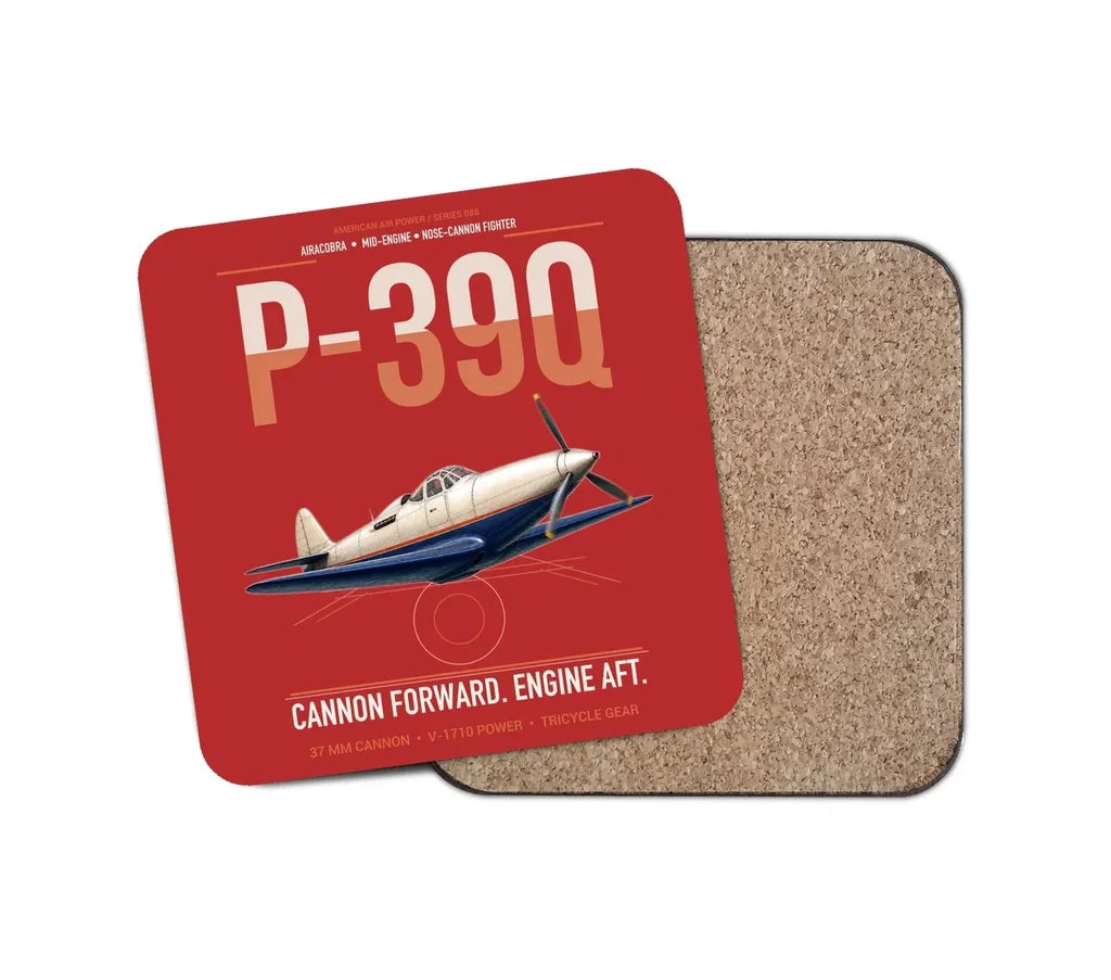 P-39Q Airacobra design on red 1 piece coaster