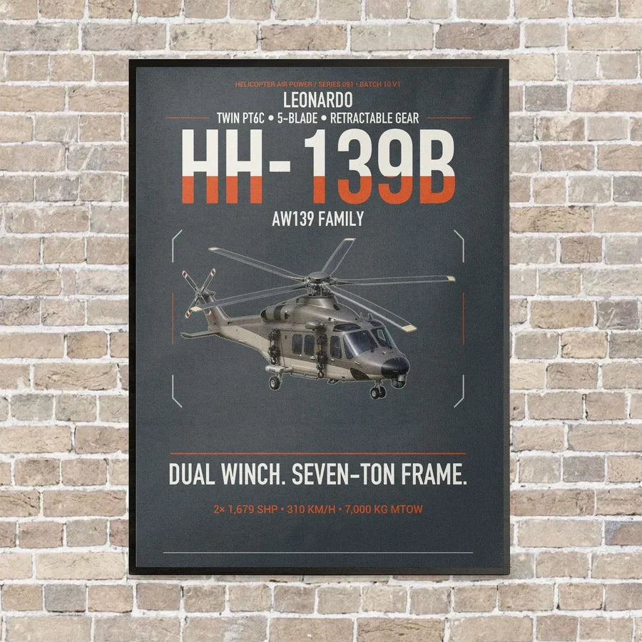 Leonardo HH-139B vertical canvas print - framed - gray background