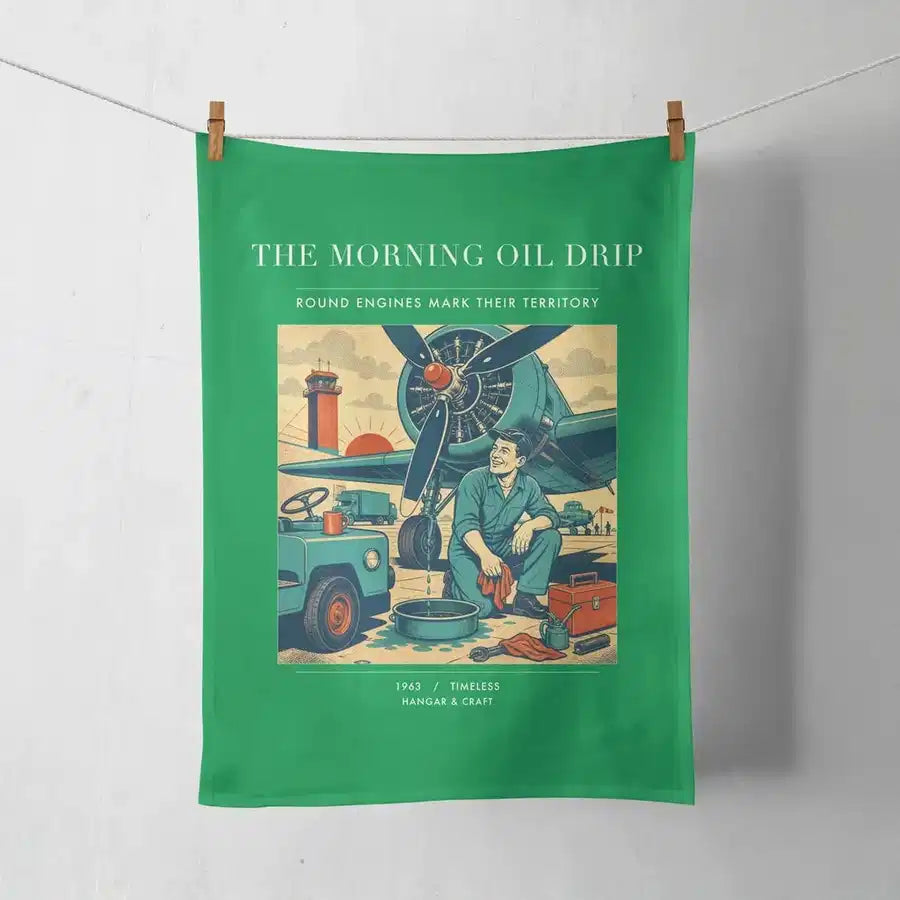 VINTAGE G4266 - The Morning Oil Drip - Designed Towels design on green