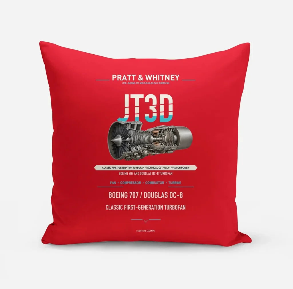 JT3D design on red pillow
