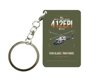 Thumbnail for Bell 412EPI design on green army designed key chain, double-side print