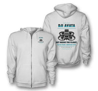 Thumbnail for DJI Avata design on white zipped hoodie