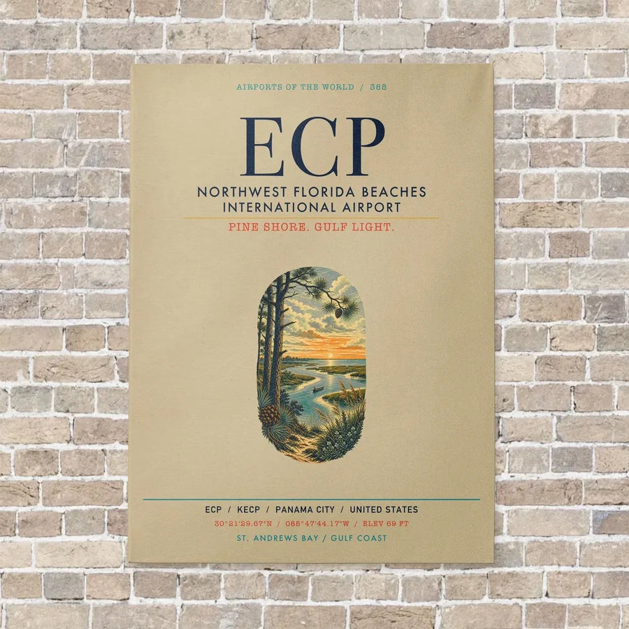 Northwest Florida Beaches International Airport ECP vertical canvas print - no frame - beige background