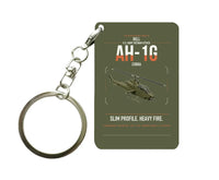 Thumbnail for Bell AH-1G Cobra design on green army designed key chain, double-side print