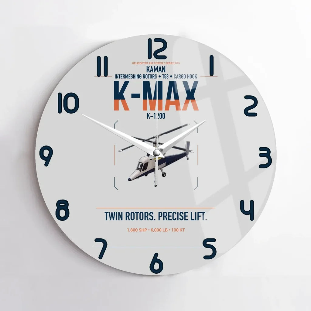 Kaman K-1200 K-MAX design on light gray no frame wall clock