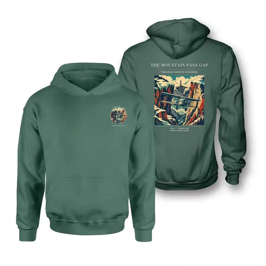 VINTAGE G4253 - The Mountain Pass Gap - Double-Side Hoodie design on green double side