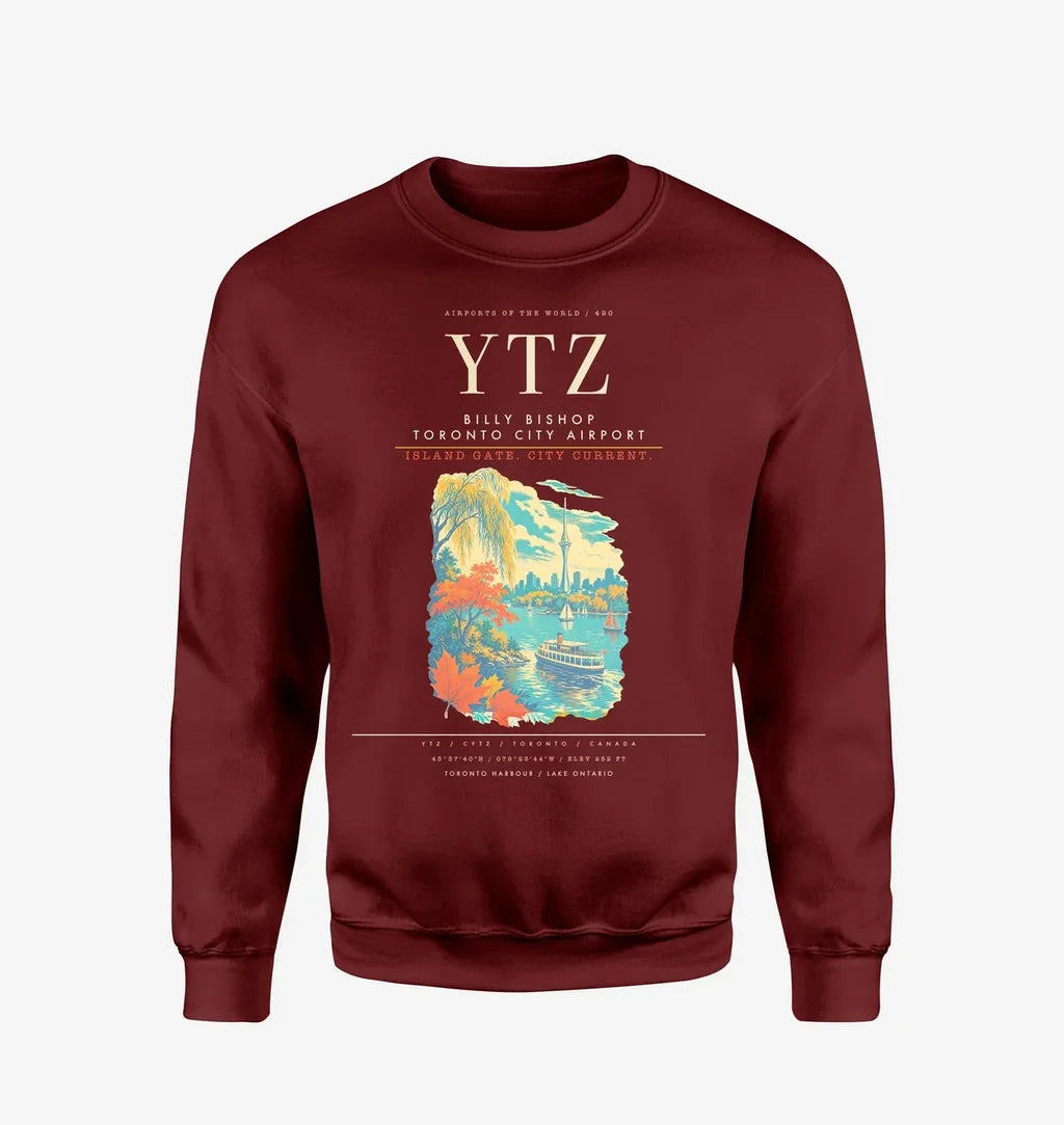 Billy Bishop Toronto City Airport YTZ Sweatshirt - Wine Red