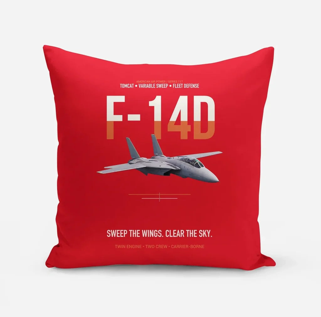 F-14D Tomcat Sweep The Wings Clear The Sky design on red pillow