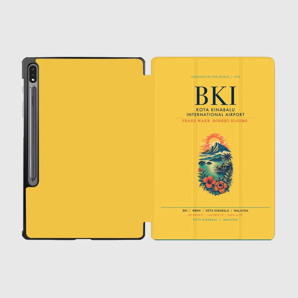 Kota Kinabalu International Airport (BKI) design on yellow samsung tablet tablet case