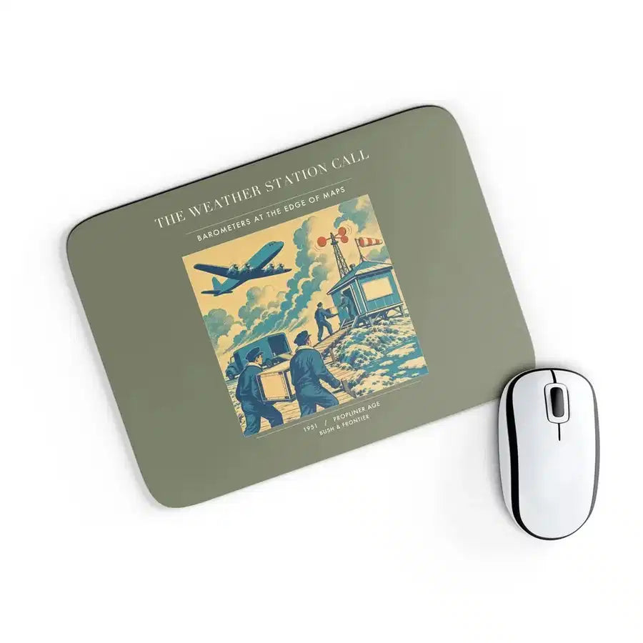 VINTAGE G4288 - The Weather Station Call - Designed Mouse Pads design on greenarmy rectangle