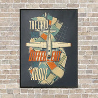 Thumbnail for The Grid Looks Different From Above vertical canvas print - framed - gray background