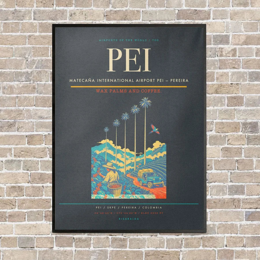 Matecaña International Airport PEI — Pereira vertical canvas print - framed - gray background