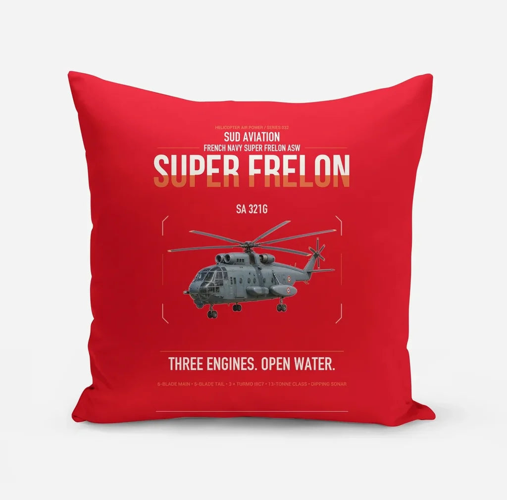 Sud Aviation SA 321G Super Frelon design on red pillow