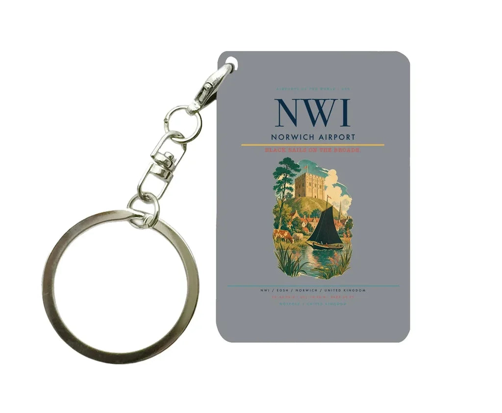 Norwich Airport (NWI) design on gray key chain
