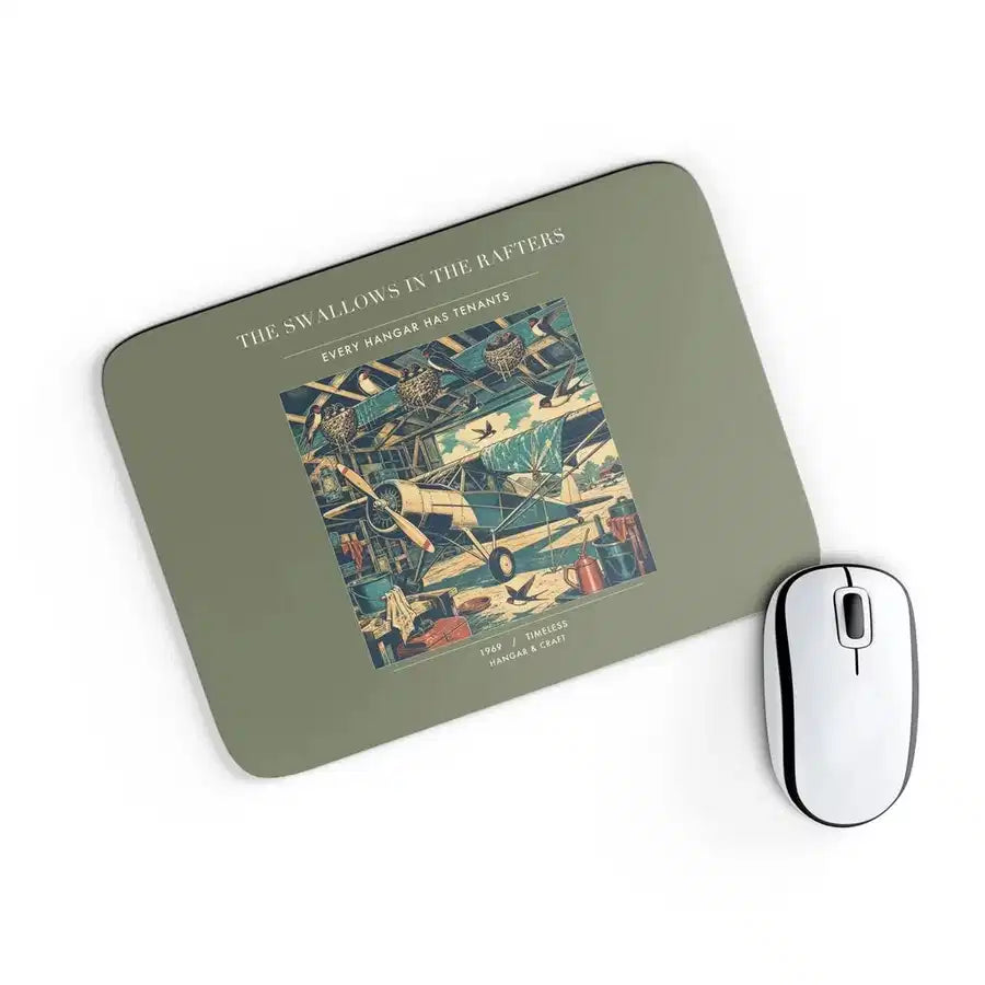 VINTAGE G4269 - The Swallows In The Rafters - Designed Mouse Pads design on greenarmy rectangle