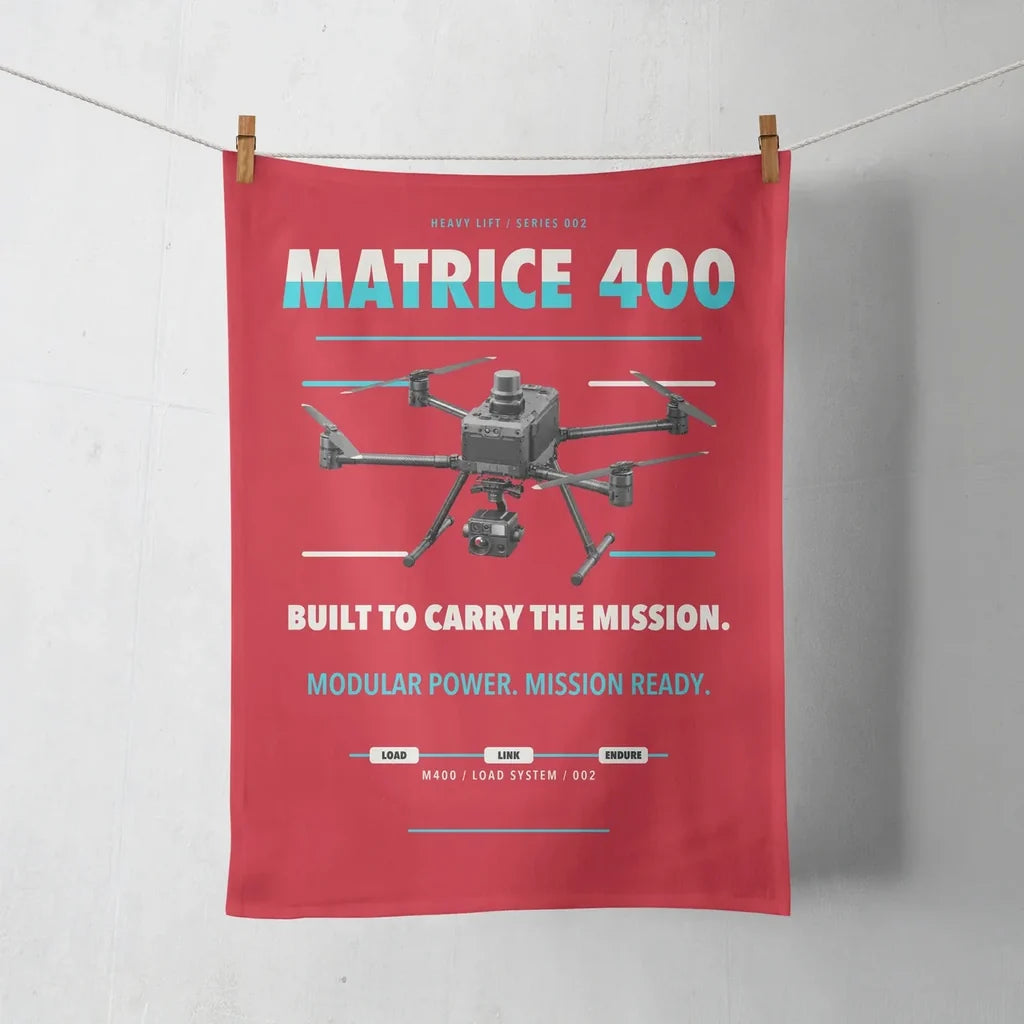 DJI Matrice 400 design on red towel