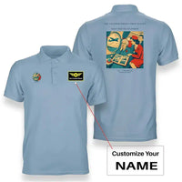 Thumbnail for VINTAGE G4423 - The Grandmother's First Flight - Double-Side Polo T-Shirt design on lightblue+name
