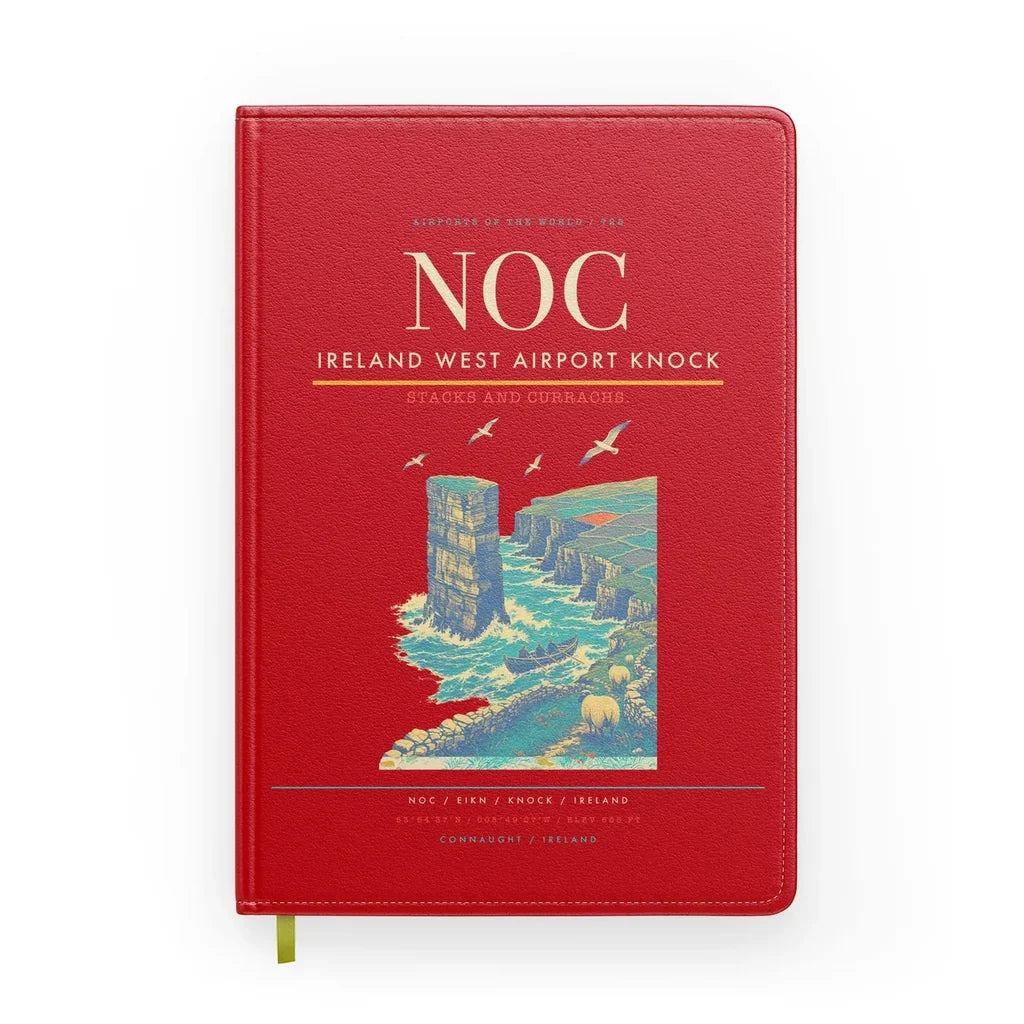 Ireland West Airport Knock (NOC) design on red notebook