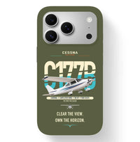 Thumbnail for Cessna 177B Cardinal design on green army magsafe iphone case, for iPhone 17 Pro