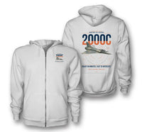 Thumbnail for Dassault Mirage 2000C RDI design on white premium zipped hoodie, double-side print