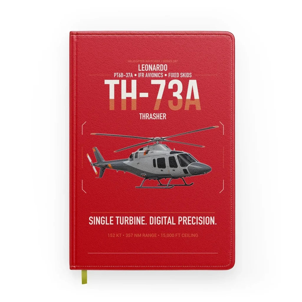Leonardo TH-73A Thrasher design on red notebook