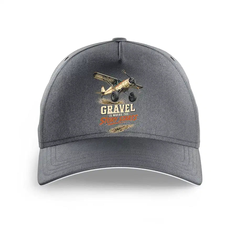 Gravel Is Where The Story Starts design on gray printed hat