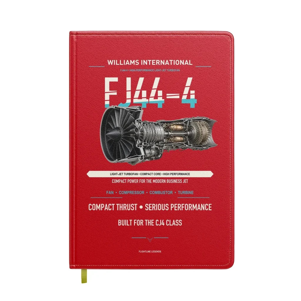 FJ44-4 design on red notebook