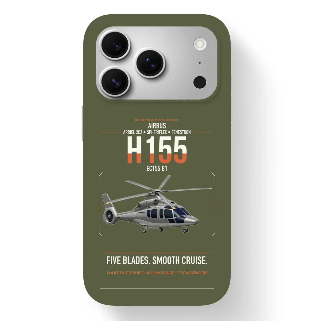 Airbus H155 EC155 B1 design on green army magsafe iphone case, for iPhone 17 Pro