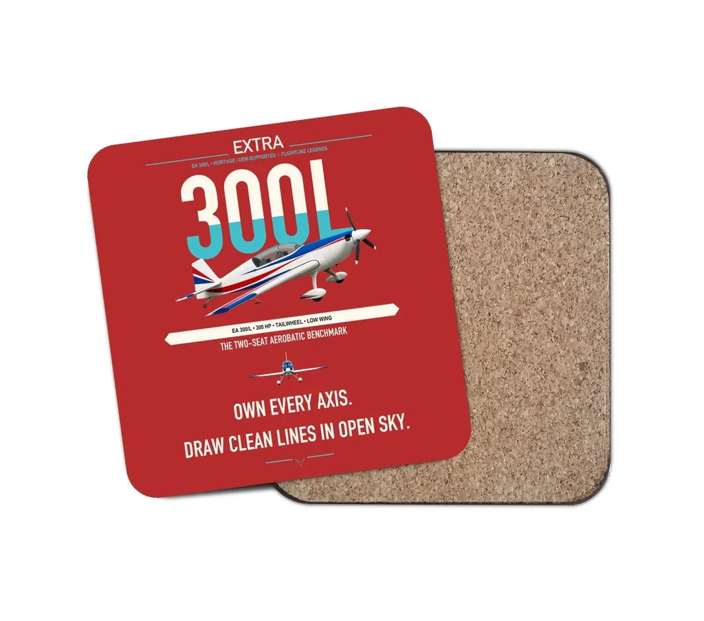 Extra 300L design on red 1 piece coaster