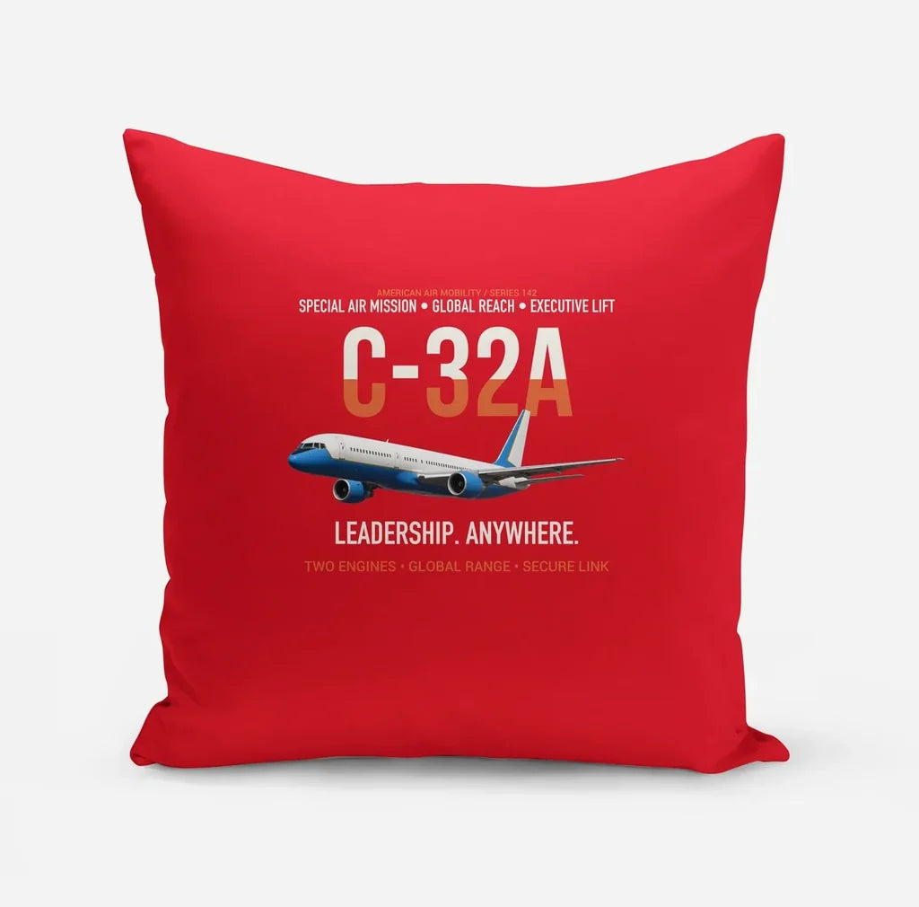 C-32A Air Force Two Global Reach design on red pillow