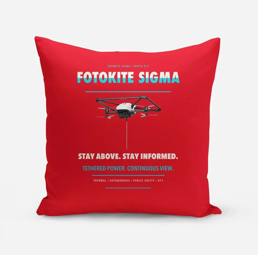 Fotokite Sigma design on red pillow