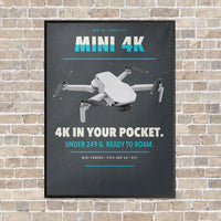 Thumbnail for DJI Mini 4K vertical canvas print - framed - gray background