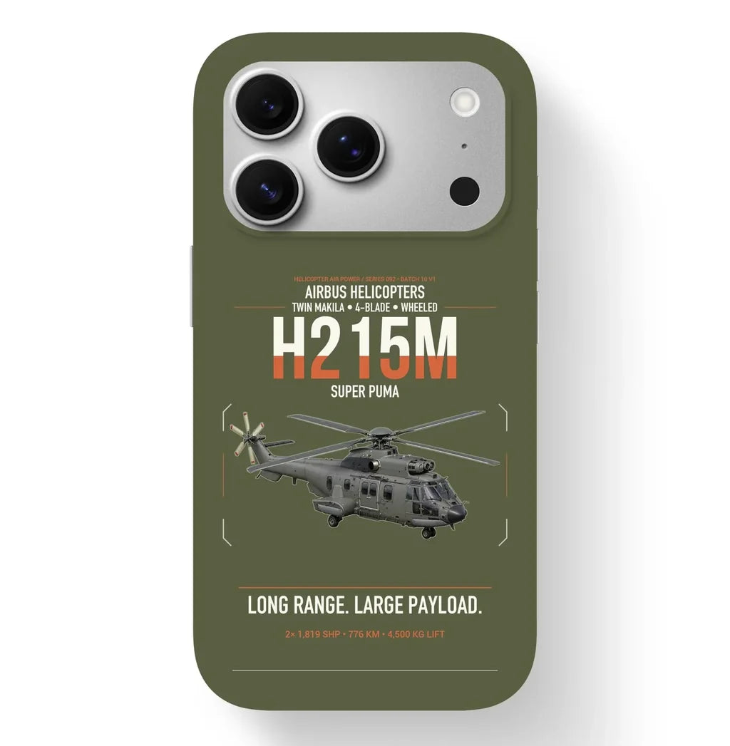 Airbus H215M design on green army magsafe iphone case, for iPhone 17 Pro