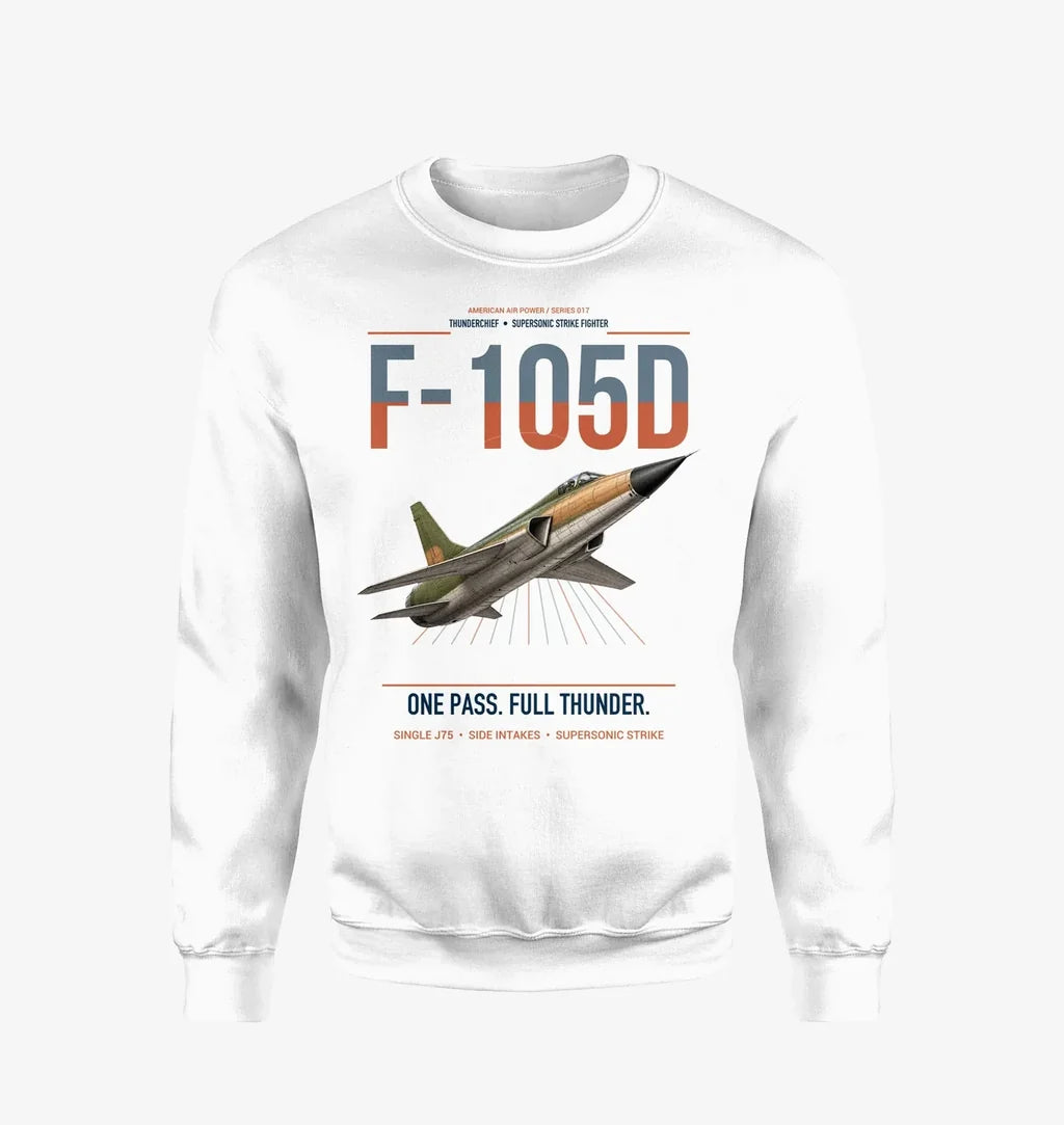 F-105D Thunderchief design on white sweatshirt