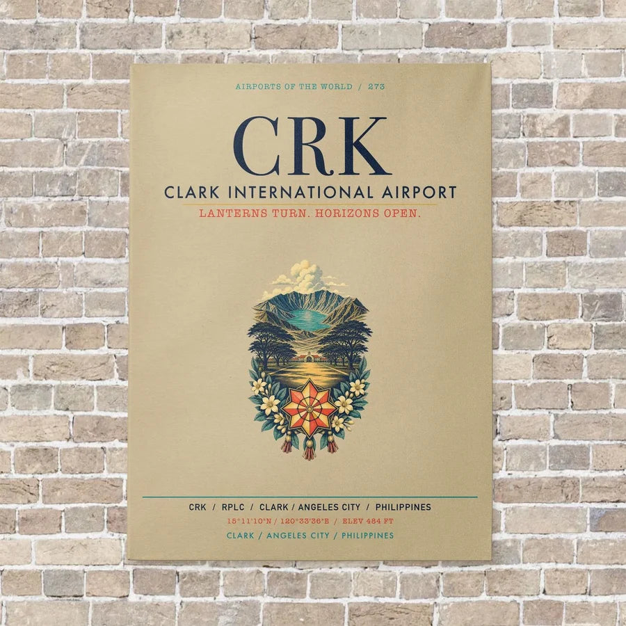 Clark International Airport CRK vertical canvas print - no frame - beige background