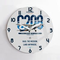 Thumbnail for Cessna 208 Caravan design on light gray no frame wall clock