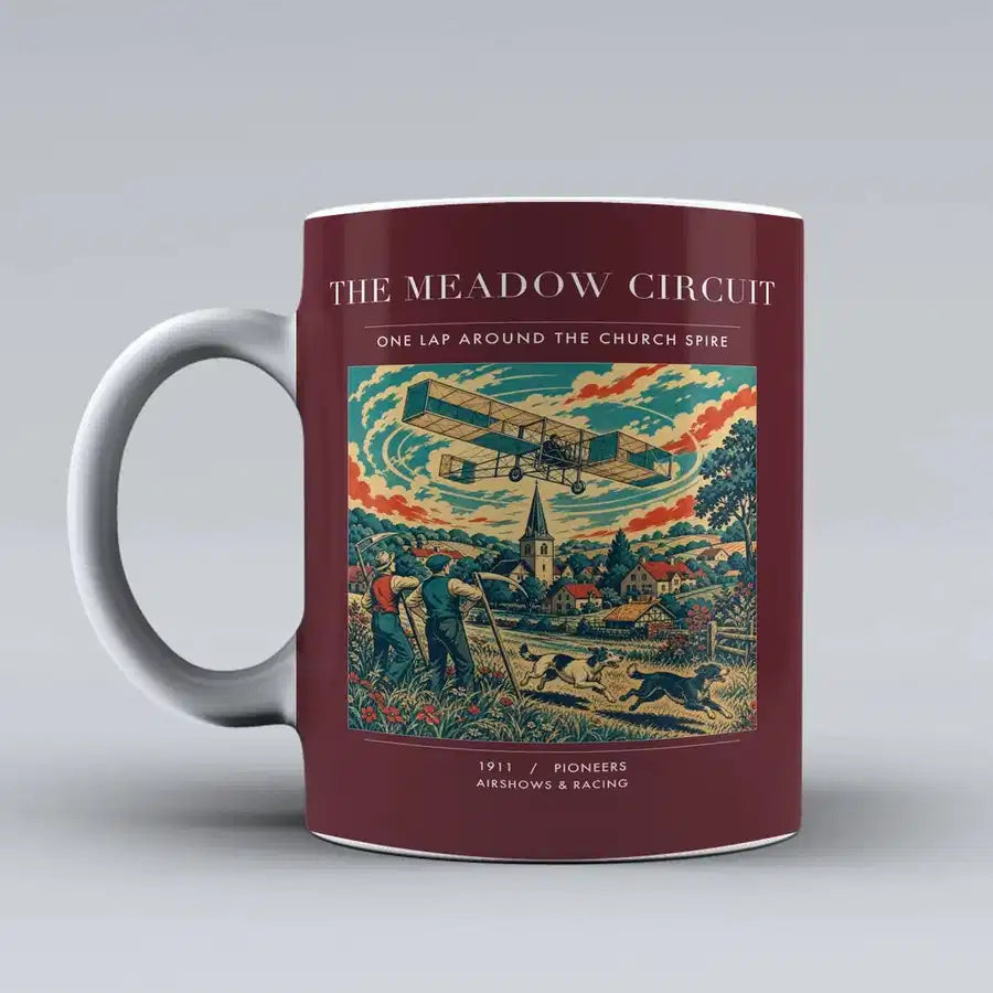 VINTAGE G4325 - The Meadow Circuit - Ceramic Mug design on darkred