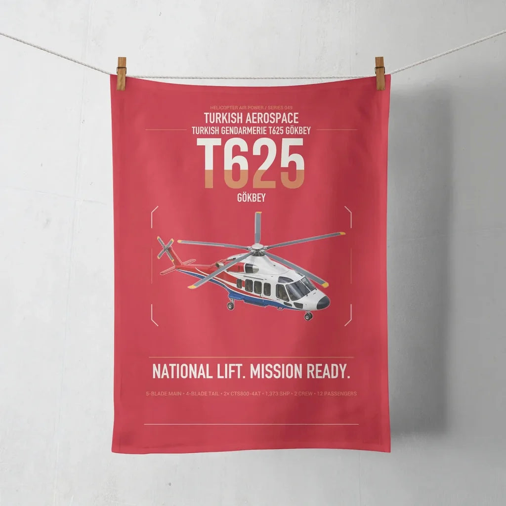 Turkish Aerospace T625 Gökbey design on red towel