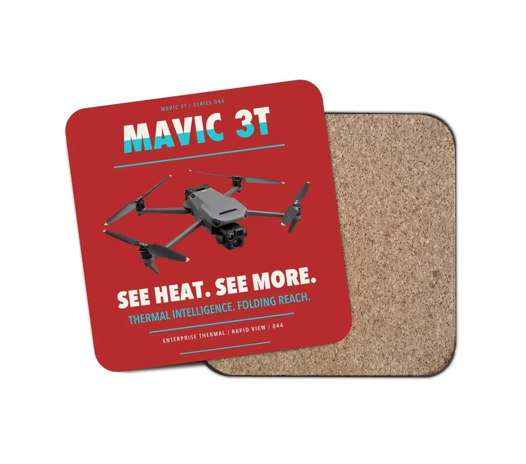 DJI Mavic 3 Thermal design on red 1 piece coaster