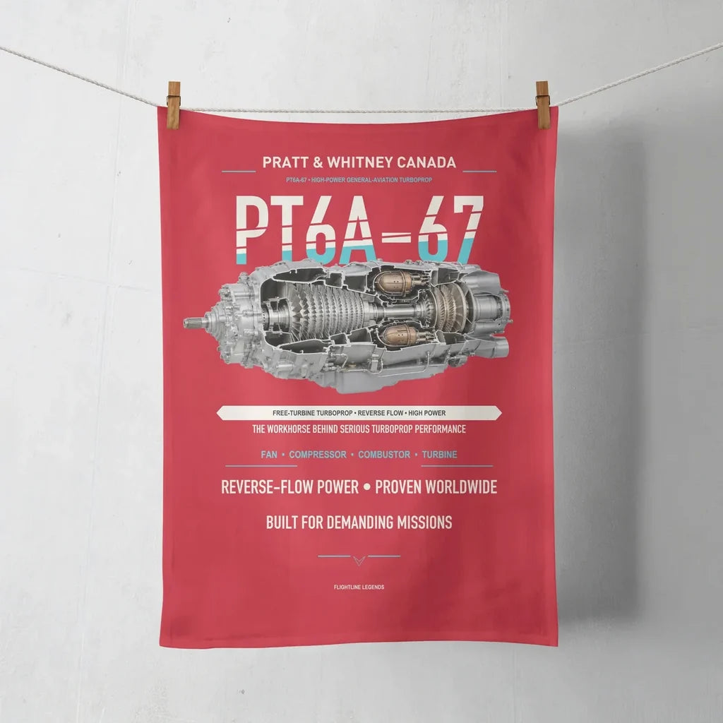 PT6A-67 design on red towel