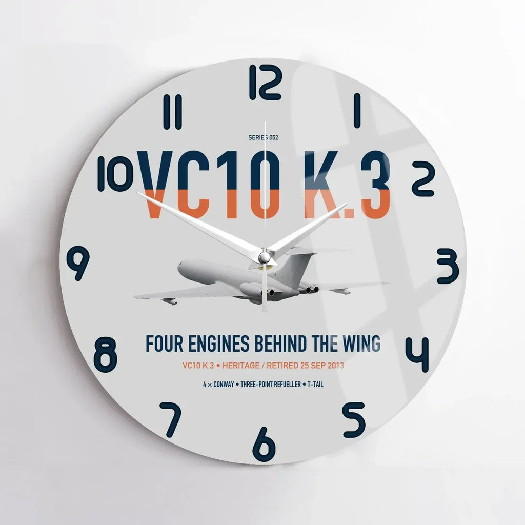 Vickers VC10 K.3 design on light gray no frame wall clock