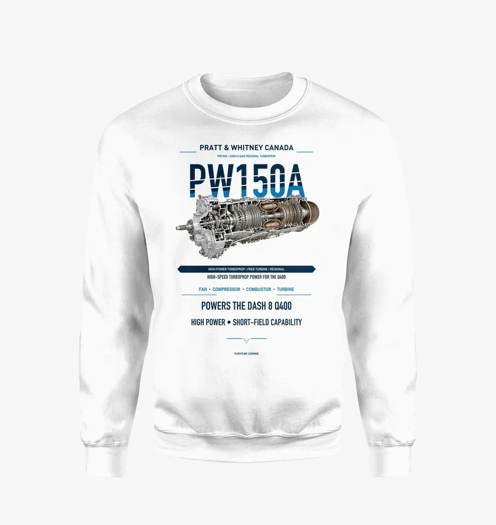 PW150A design on white sweatshirt