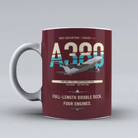 Thumbnail for A380-800 Mug design on dark red airbus