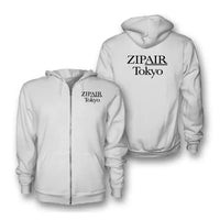 Thumbnail for Zipair logo on white zipped hoodie