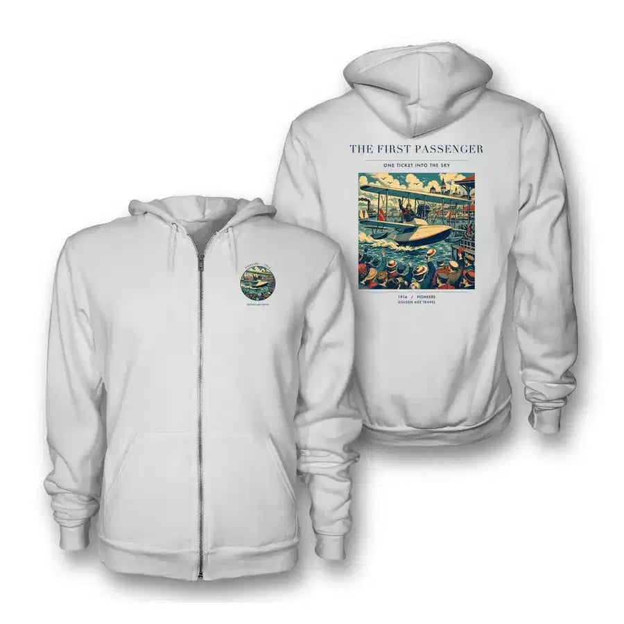 VINTAGE G4007 - The First Passenger - Premium Zipped Hoodie design on white